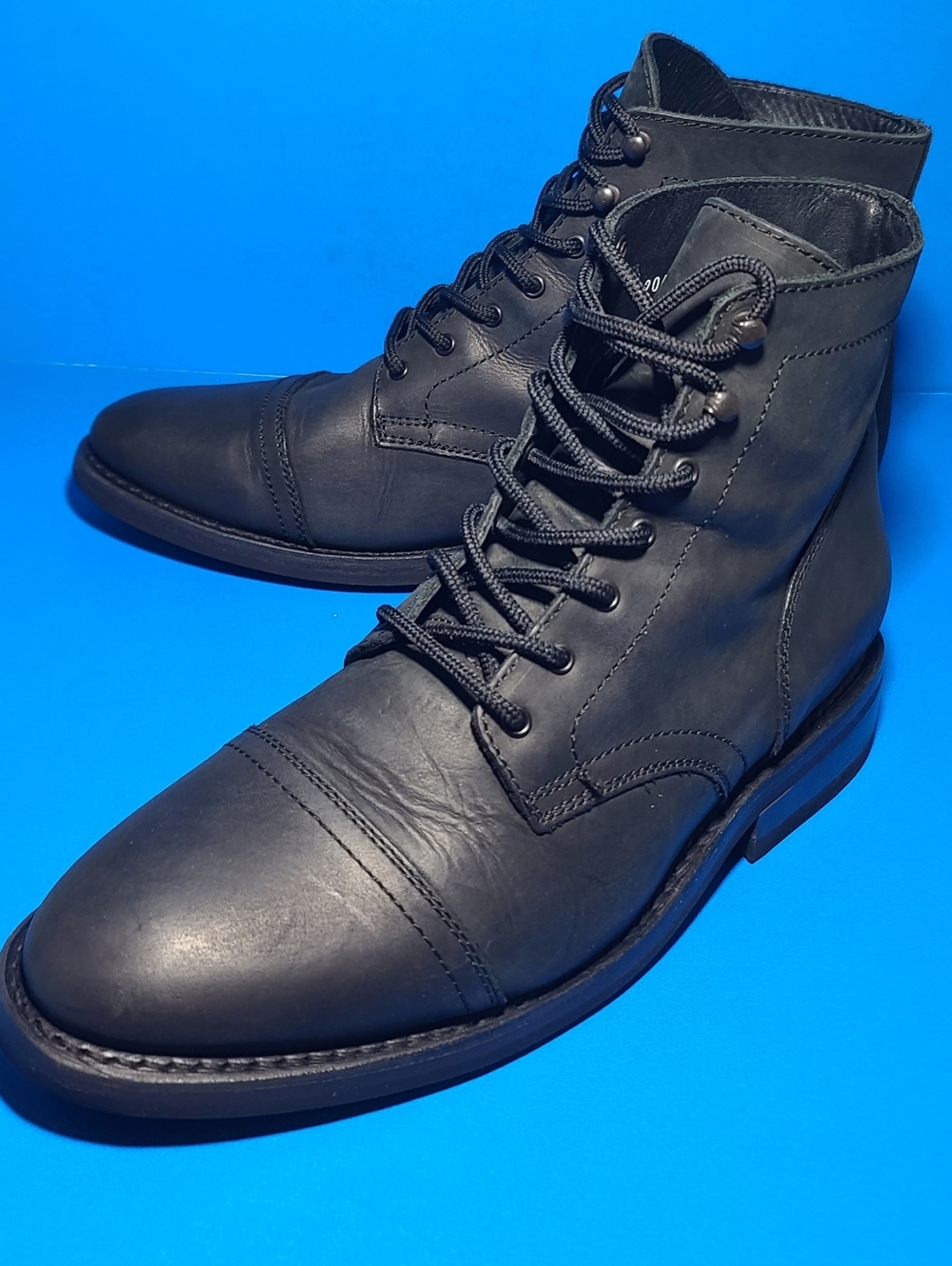 THURSDAY boot Co Captain Cap Toe Mens Black Matte Leather Boots Size 13 US